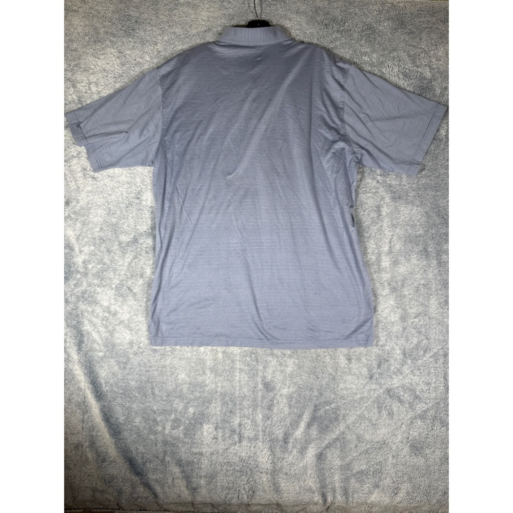 Peter Millar Mens XL Blue Striped 100% Cotton Polo Shirt Crest Logo Short Sleeve - Picture 16 of 16